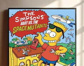 Retro Simpsons Bart vs. the World Nintendo NES Poster Cartoon Print