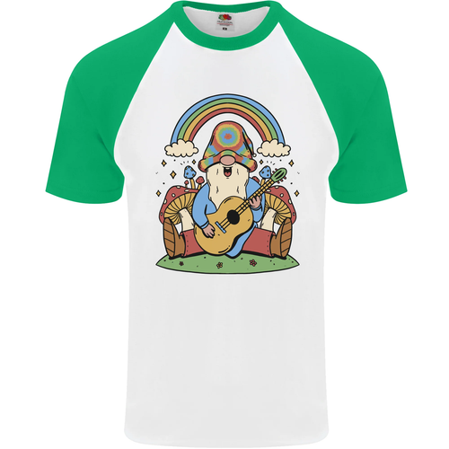 Trippy Guitar Hippy Gnome Magic Mushrooms Mens s/S Baseball T-Shirt - Picture 25 of 50