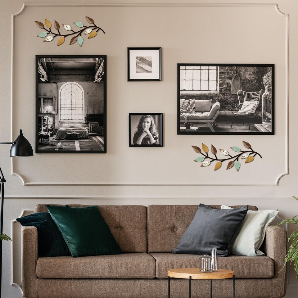 2 Pieces Metal Tree Leaf Wall Decor Vine Olive Branch Leaf Wall Art