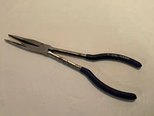CAL HAWK NEEDLE NOSE PLIERS w Blue Grip Handles 11 inches long NOS