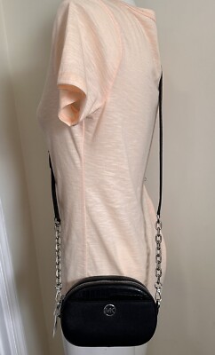 Michael Kors Jet Set Glam Small Black Leather Front Pocket