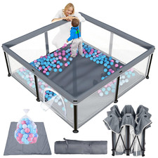 Foldable Baby Playpen with Mat, 50" 50" Collapsible Play Pen for Babies and Todd