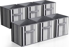 Sorbus Foldable Storage Cube Basket Bin, 6 Pack, Vertical Stripe Line Pattern