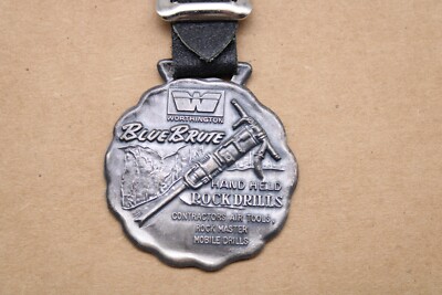 5'' BLUE BRUTE ROCK DRILLS WATCH FOB 37.1mm HOLYOKEA, MASS. LEATHER STRAP  (PF3)