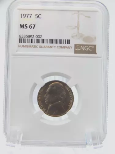 1977 - FIVE CENT - Jefferson Nickel - GRADED - NGC MS 67 (BT755)