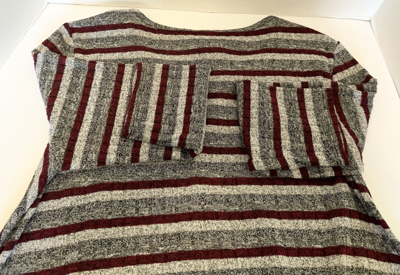 Ruby Rd Stripe Maroon Silver Metalic Thread Tunic… - image 9