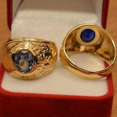 Chevalière Westfield State College En Argent 925 Avec Aigue-marine Et Cristaux - Unisexe