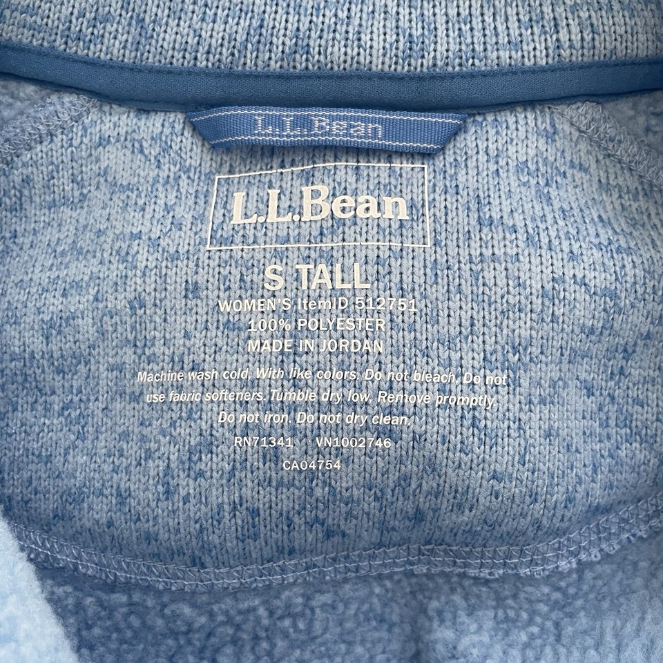 LL Bean Women’s Sweater Fleece Full Zip Jacket Size Small Tall Color