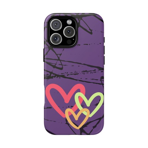 Hearts on Purple & Black Tough Handyhülle für iPhone, Samsung Galaxy, Goog Pixel - Bild 12 von 285