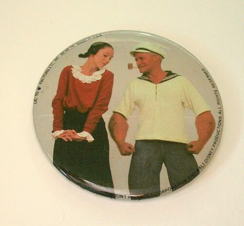 Seltene Robin Williams 1980 Popeye & Olive Oyl The Movie 3" Button Pins Neu aus altem Lagerbestand Öl