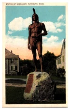 Statue of Massasoit, Plymouth, Massachusetts (1910) Vintage Postcard