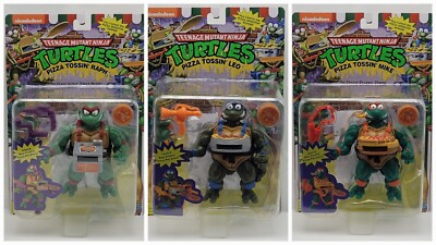 Playmates TMNT Retro Pizza Tossin' Turtles Action Figure Lot Raph Leo Mikey