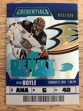 2019-20 UD Credentials Kevin Boyle Debut Ticket Access Rookie RC /999 DUCKS