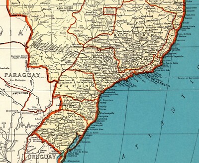 1941 Antique Map of BRAZIL South America Map of Guianas Gallery