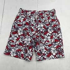 Vineyard Vines Target Red Hibiscus Whale Printed Swim Trunk Shorts Youth Boys M