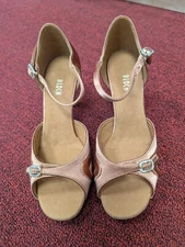 Bloch Anna Maria Ballroom Shoes Satin Open Toe Rhinestone Clasps NWT