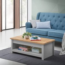 Grey Coffee Modern Table Storage Lift Top Up Drawer Shelf Living Room Furniture