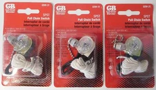 Gardner Bender GSW-31 SPST On / Off Nickel Pull Chain Switch (3 Packs)