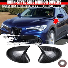FOR 2017-2024 ALFA ROMEO STELVIO CARBON FIBER STYLE SIDE WING MIRROR COVER CAPS