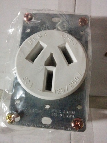 Range Stove Oven Outlet Receptacle 50A 125/250V White 3 Wire Flush ...