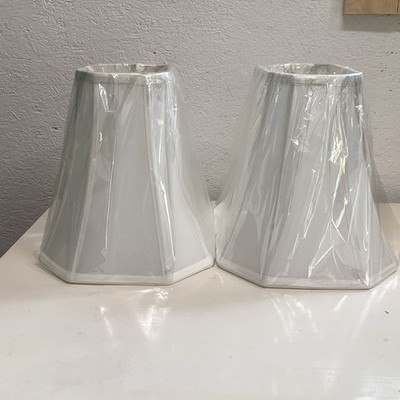 square inverted cut corner bell lamp shade 14 W X 10.5  set of 2 white fabric