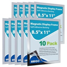 10Packs Magnetic Sign Holder 8.5 x 11, Self Adhesive Display Picture Frame wi...