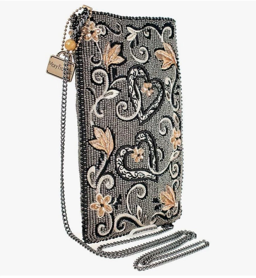 Mary Frances Heartsong Cartera Bandolera Teléfono Bolso sin asas Bolso de mano Corazón Negro NUEVO Foto 3 de 4