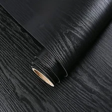 24"x197" Matte Black Wood Contact Paper Peel and Stick Wallpaper Countertops ...
