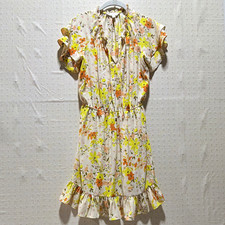 ASTR the Label Women's Floral V-Neck Flutter Sleeve Ruffle Mini Dress Size S