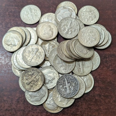 #ad #ad 1 90% Silver 1946 1964 Roosevelt DIME Many Dates mints With volume discount $6.59