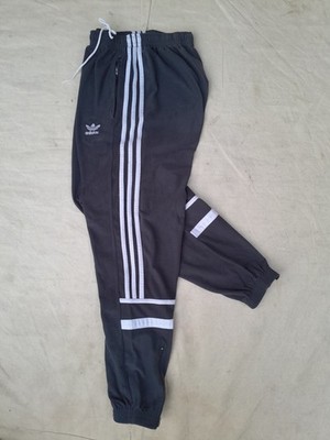 Vintage adidas Velour Pants Men Medium Black Embroidered Y2K Streetwear Joggers