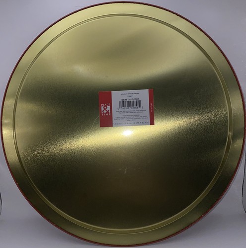 Christmas Holiday 12.6”Round Metal Tray North Pole Special Delivery Hot Coco EUC - Picture 4 of 4