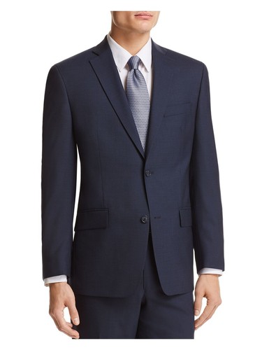 MICHAEL KORS Mens Navy Stretch Classic Wool Blend Suit Separate Blazer 38