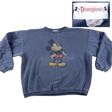 90s Disneyland Mickey Mouse Sweatshirt Large Blue Vintage Pie Eye Cut Boxy