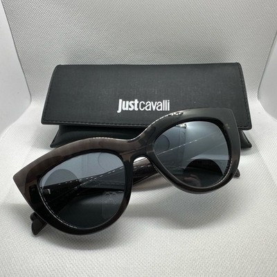Original Just Cavalli Oversized Cat-Eye Black Sunglasses In Case