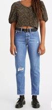 Levi s Women s Wedgie Icon Fit Ankle Jeans Button Fly High Rise Raw Hem, Size 27