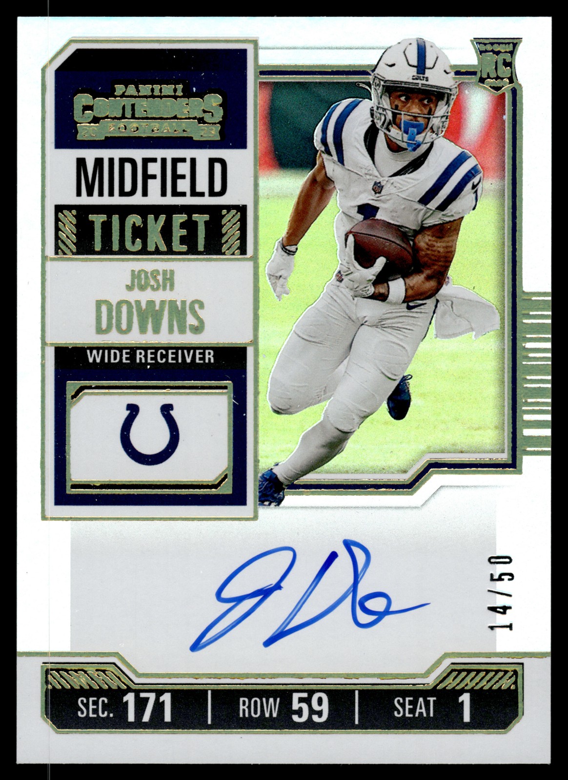 2023 Panini Contenders #121 Josh Downs Midfield Ticket #/50