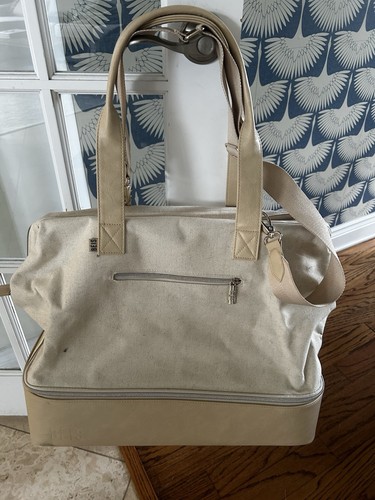 Beis Weekender Bag Overnight Travel Carry Strap Beige Canvas 49L
