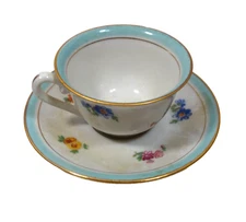 Vintage Cup & Saucer Set M &R France Floral Design