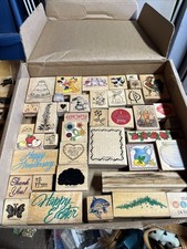 Lot Of 50 Wooden Rubber Stamps Stampin Up Hero Arts Studio G All Night Media Et