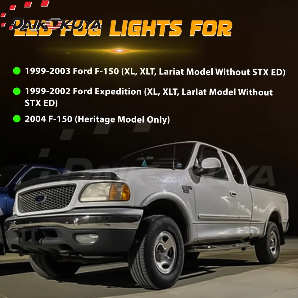 LED Fog Light Kit for 1999-2003 Ford F150/1999-2002 Expedition/1999 F250 Upgrade - Image 2 of 4