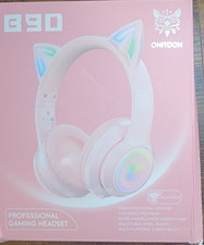 Cat Ear Bluetooth Headphones with Micphone for Kids  Adults, LED Lights