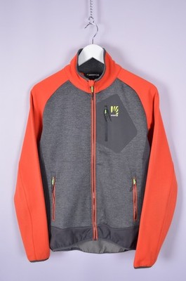 Mens Karpos Odle Fleece Stretch Jacket Orange Grey Size S Outdoor Hiking
