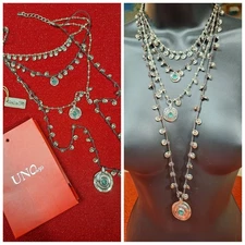 Vintage UNO de 50 Axayacatl Multi Layered Necklace Boho Leather Spain Signed