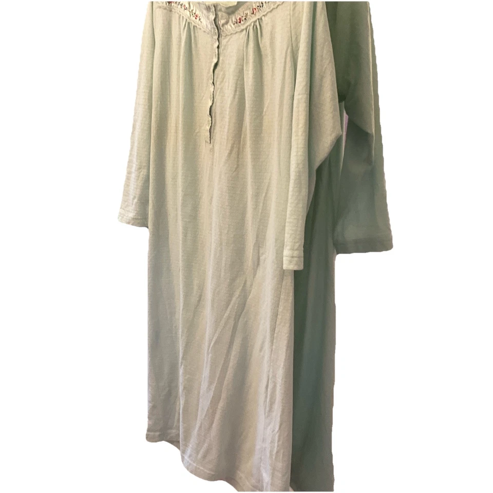 Bobbie Brooks Ropa de Dormir Talla M Camisón Suave Verde Menta Manga Larga Grannycore Foto 2 de 4