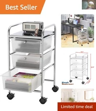 Elegant Chrome Utility Cart with 3 Drawers for Efficient Art & Craft Storage