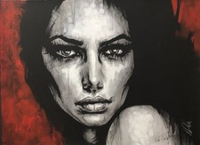 Œuvre De Leanne Dolan Street Art Pop Art Signé COA Huile Sur Toile 60,5x43,5cm