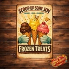 Retro Ice Cream Wall Art Vintage Distressed Metal Tin Sign Home Decor 8x12