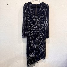 Express Black Midi Dress Silver Metallic Stripes Womens Small Cocktail Party