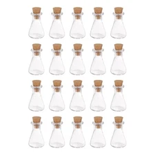 20pcs Mini Glass Bottles with Cork Flask Shape Wishing Bottle